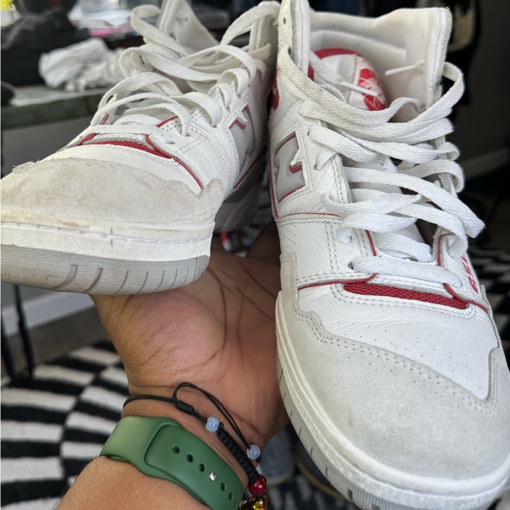High top new balance 650 red/white color way